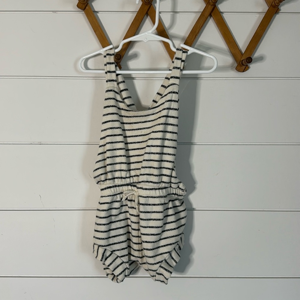 Childhoods Clothing dark grey and white Romper shorty - narrow gray stripe